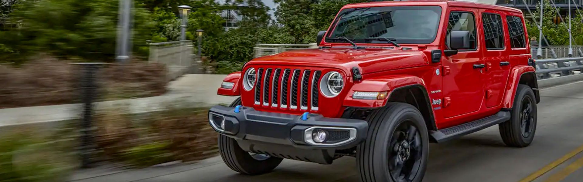 2022 Jeep Wrangler-4xe driving on the road.